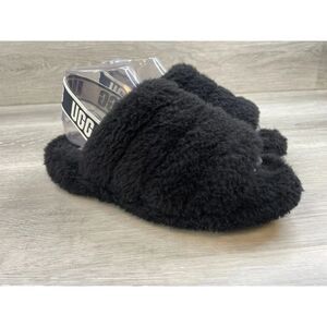 UGG Fluff Yeah Women's Sandal Slide Slipper Slip-On Cozy Sheepskin US 8 Black